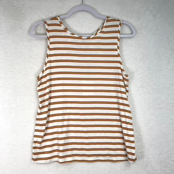 Green Envelope Tank Top XL Orange Striped Open Back Tie Stretch Soft Preppy - Picture 2 of 7